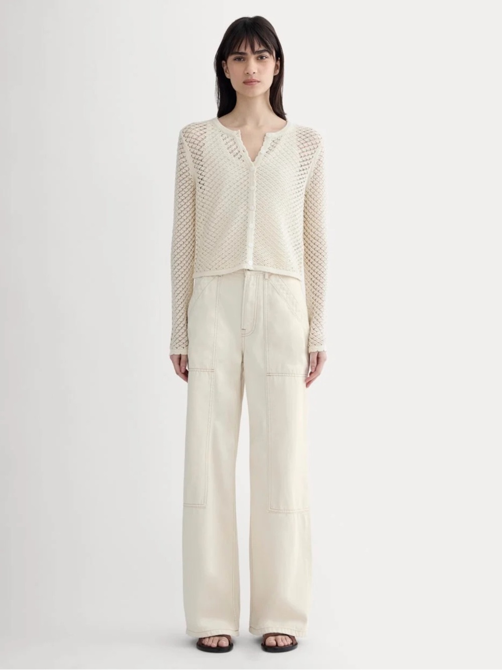 Everlane The Carpenter Jean Ecru Bone Size 31R NWT High Rise Wide Leg Baggy